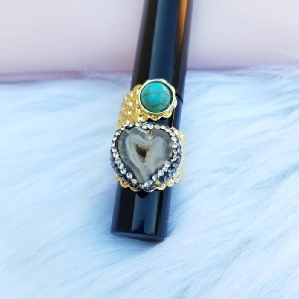 Druzy swirl ring